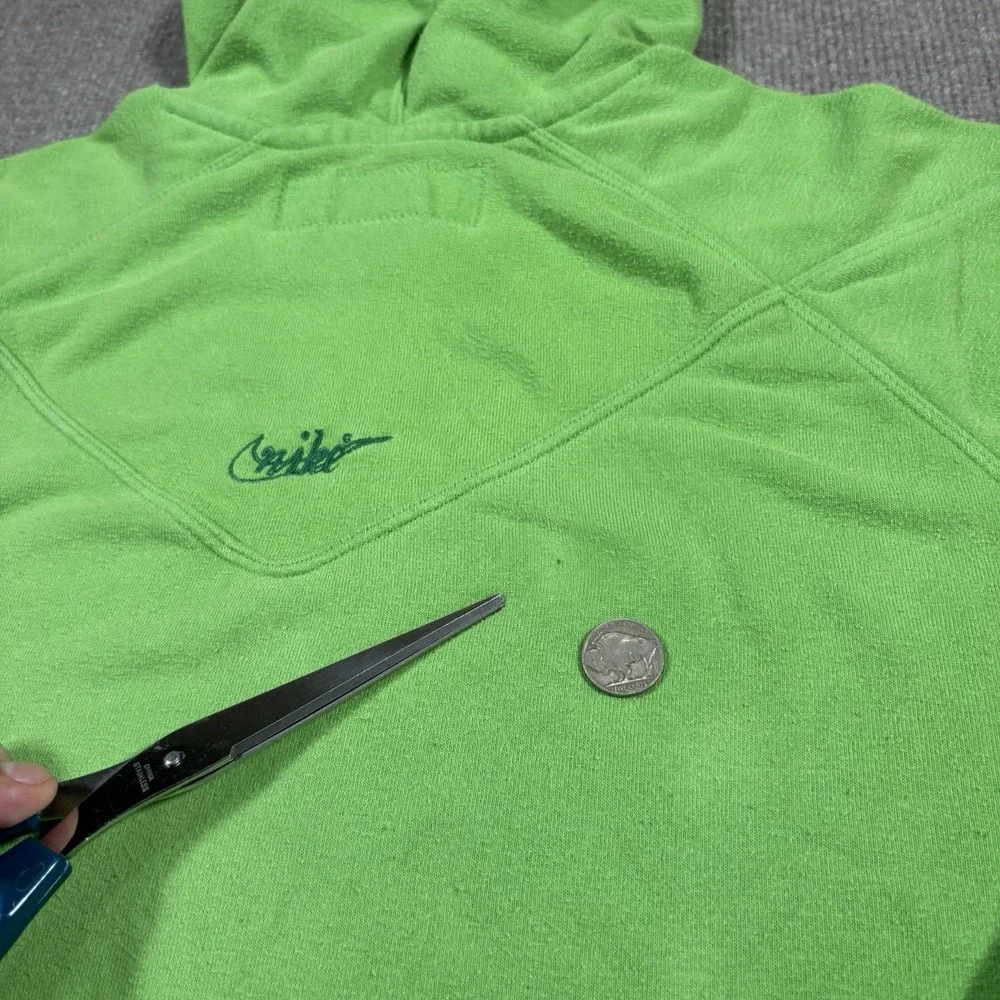 Vintage Nike Hoodie Sweatshirt‎ Womens L Green Lightwight Logo Athletic Dept Y2K